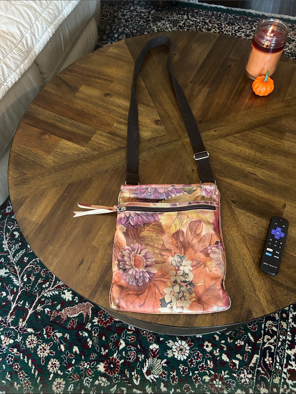 Maurizio Taiuti Floral Crossbody in Peach and Mauve